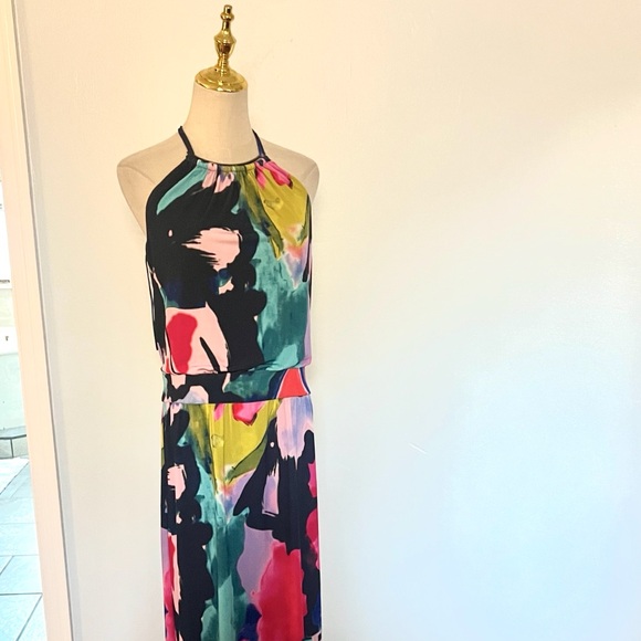 NWT, Trina Turk Shirley Halter Dress Stretch Elastic ,Side-Slit Resort,Size 8 - Picture 2 of 9